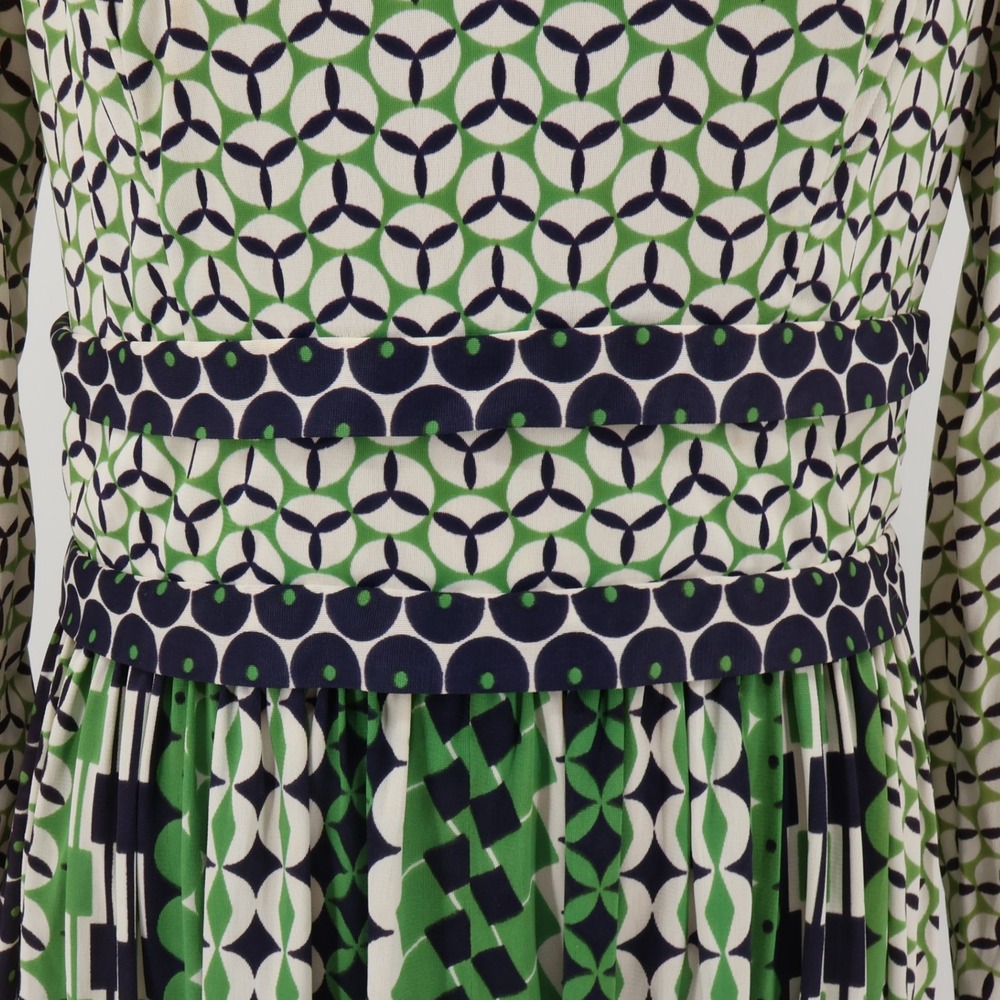 Vintage 70s Mary Martin Florida Geometric Maxi Dress Womens Mod Op Art Size 14 - Picture 9 of 13
